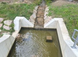 Tosbecken Ablauf mit Strömungsbrechern